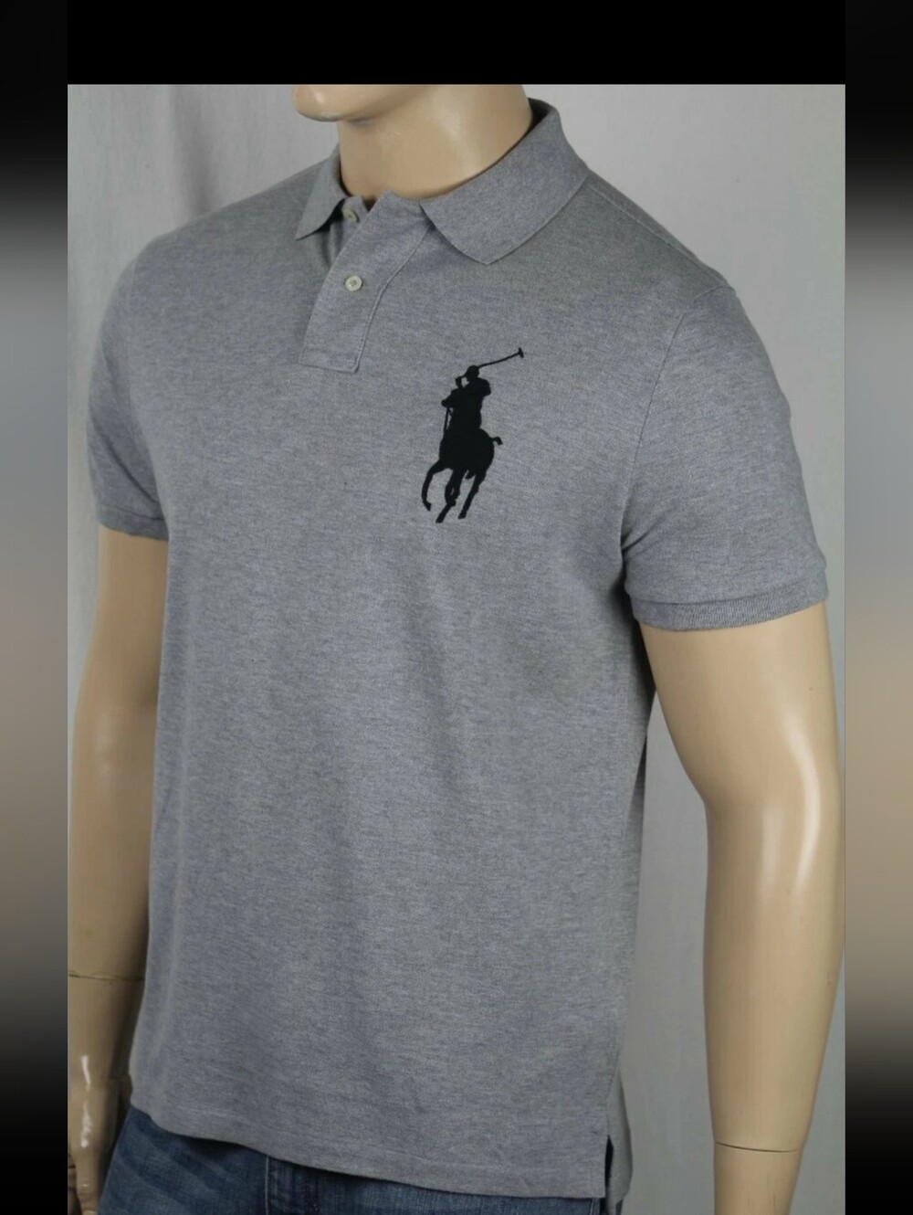 Polo Ralph Lauren XL Grey Big Pony Custom Slim Fit Polo Shirt